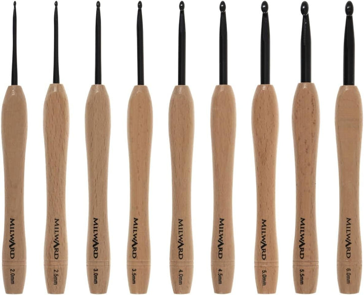 Milward Beech Wooden Handle Crochet Hook Set Of 9
