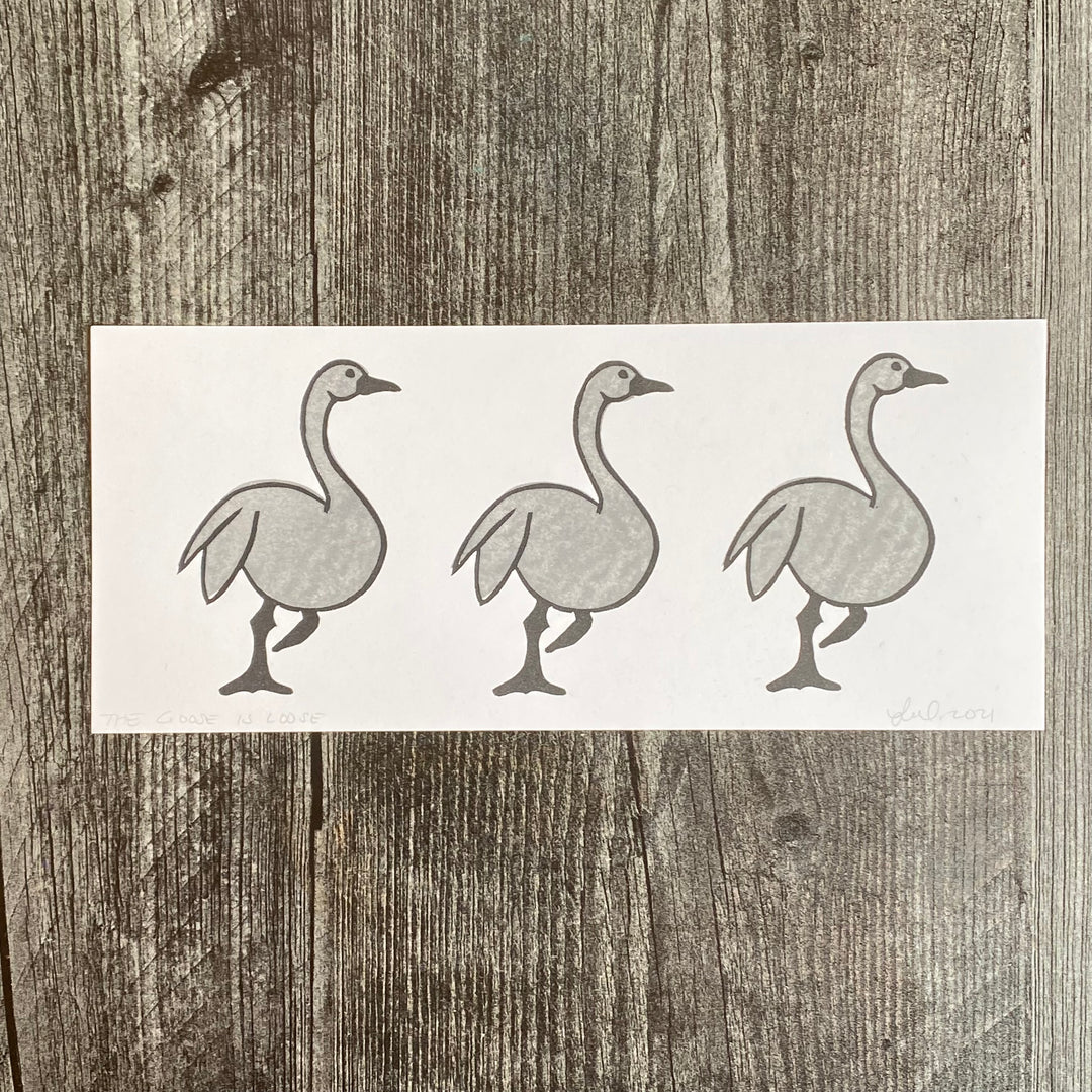 The Goose Is Loose Lino Print