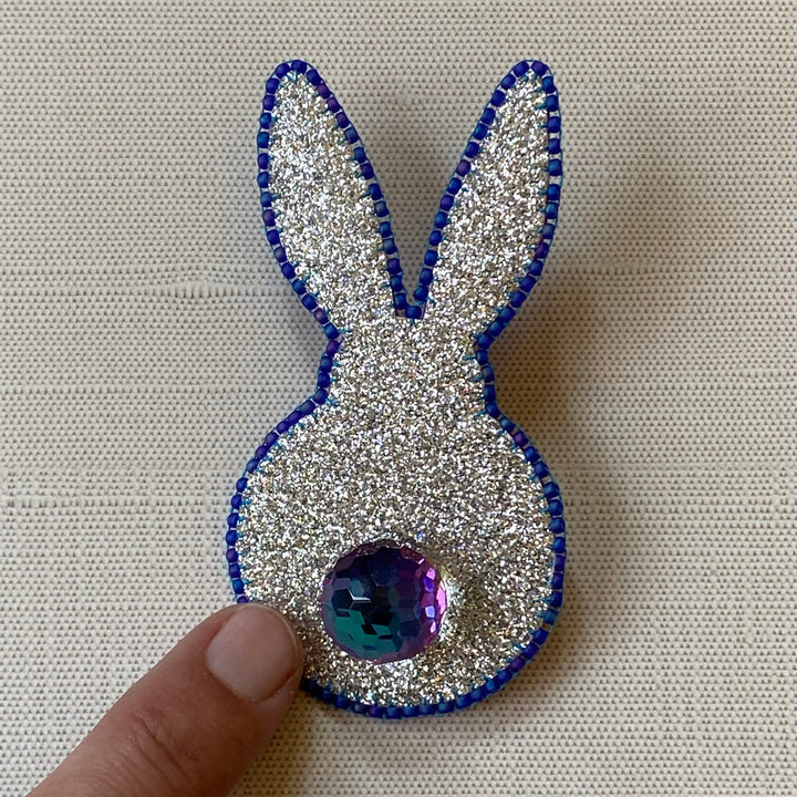 Silver Bunny Handmade Pin