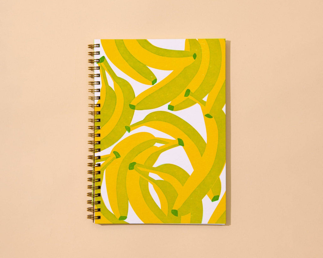Letterpress A5 Lined Spiral Notebook—Bananas (Pop Art)
