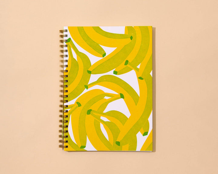 Letterpress A5 Lined Spiral Notebook—Bananas (Pop Art)