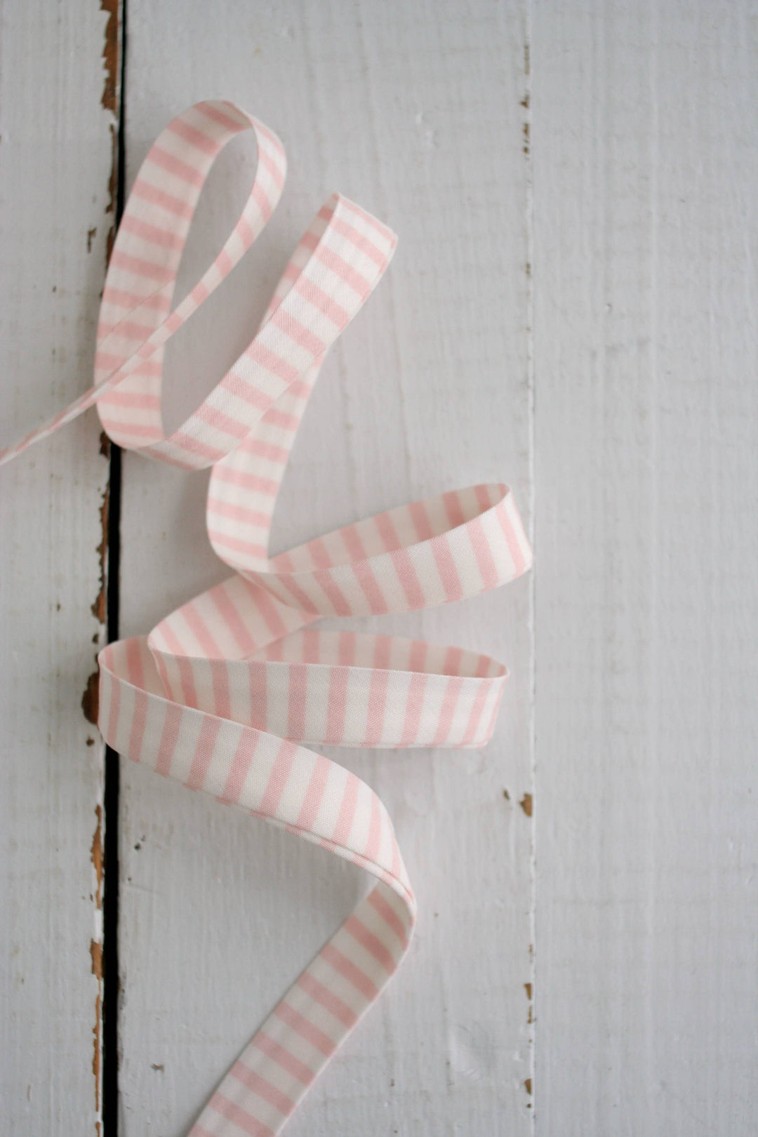 1/2" Double Fold Bias Binding -  Pink Stripe