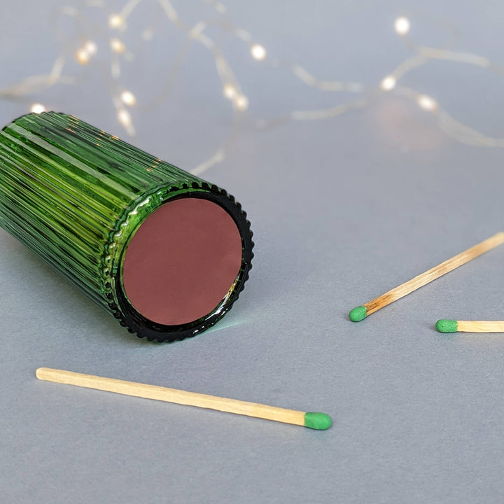 Matches In Green Ribbed Jar