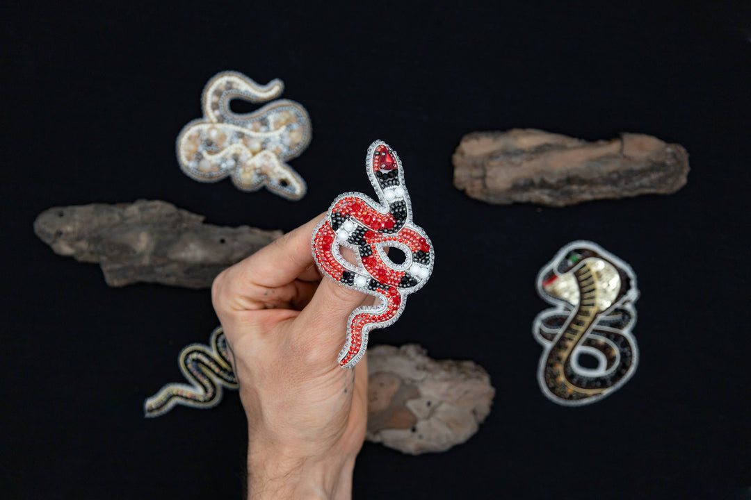 Coral Snake Bead Embroidery Kit: DIY Seed Bead Brooch
