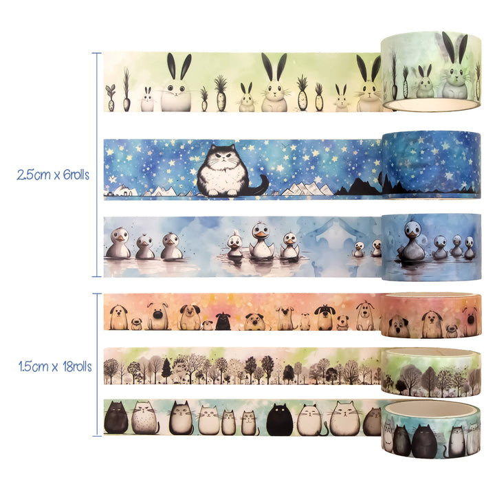 Adorable Adventures Washi Tape Set - 24 Rolls