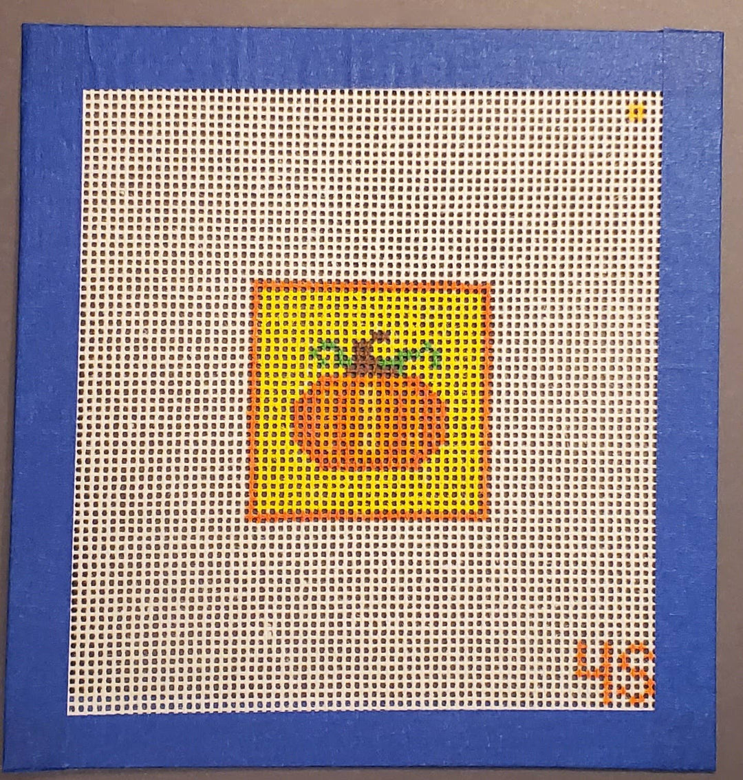 Fall Pumpkin Hand‑Painted Needlepoint Canvas, 14 mesh
