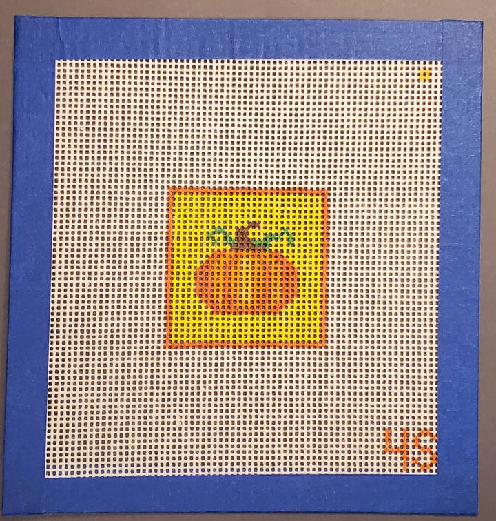 Fall Pumpkin Hand‑Painted Needlepoint Canvas, 14 mesh