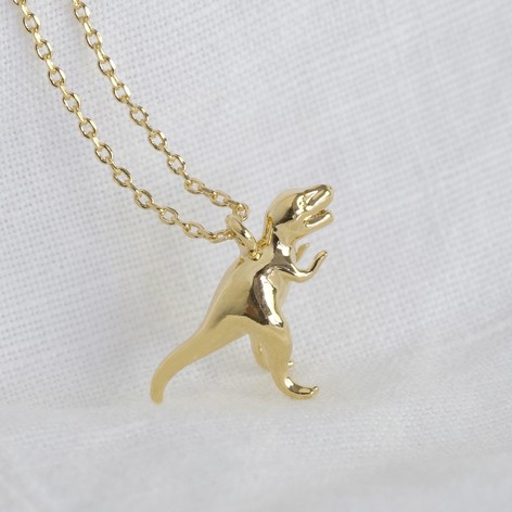 Gold T-rex Dinosaur Necklace