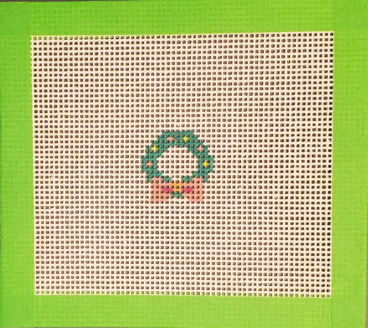 Christmas wreath mini needlepoint hand painted canvas