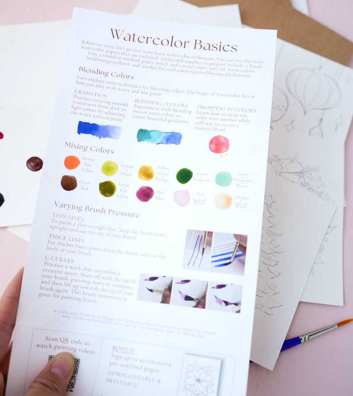 DIY Christmas Card Watercolor Kit with Paint Dot & Brush