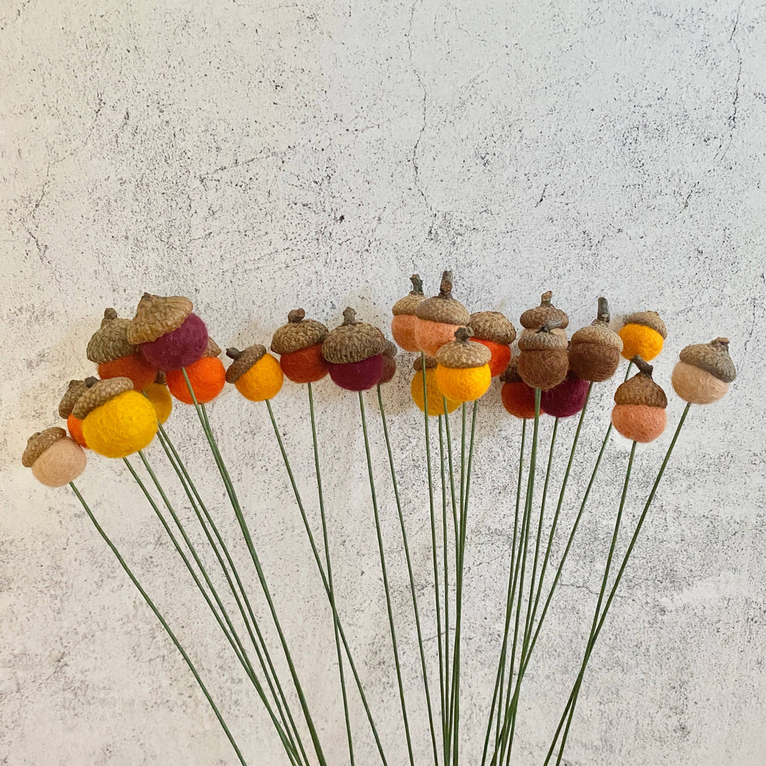 Wool Felt Acorn Flowers