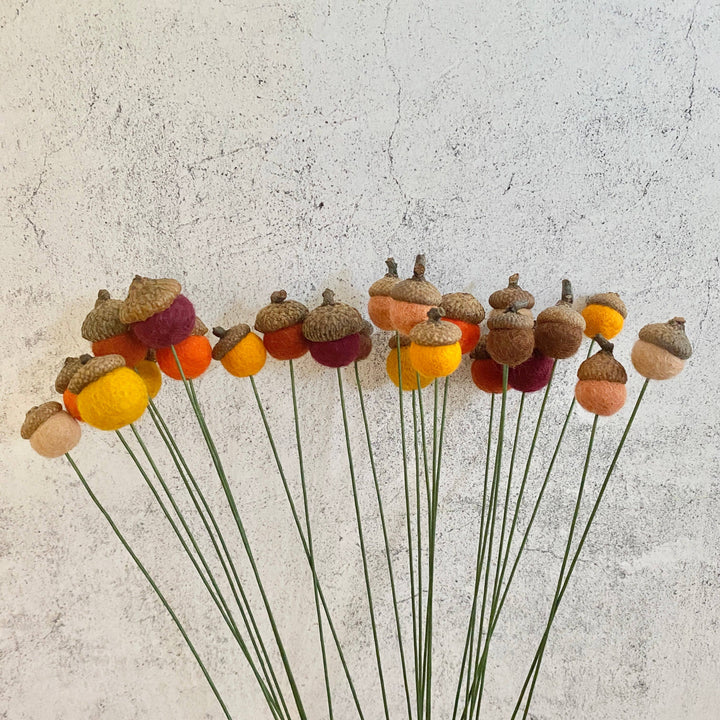 Wool Felt Acorn Flowers