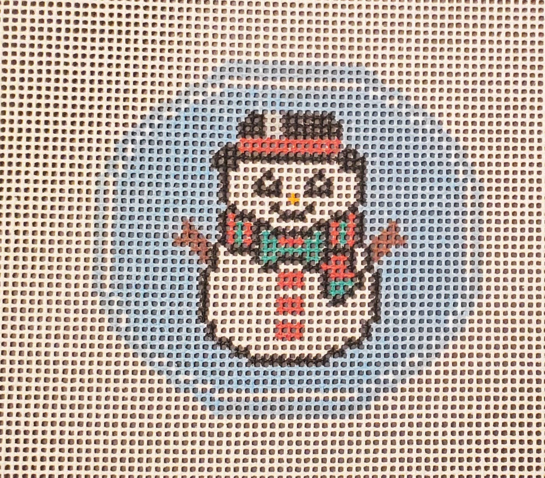 Christmas ornament Snowman needlepoint hand painted canvas
