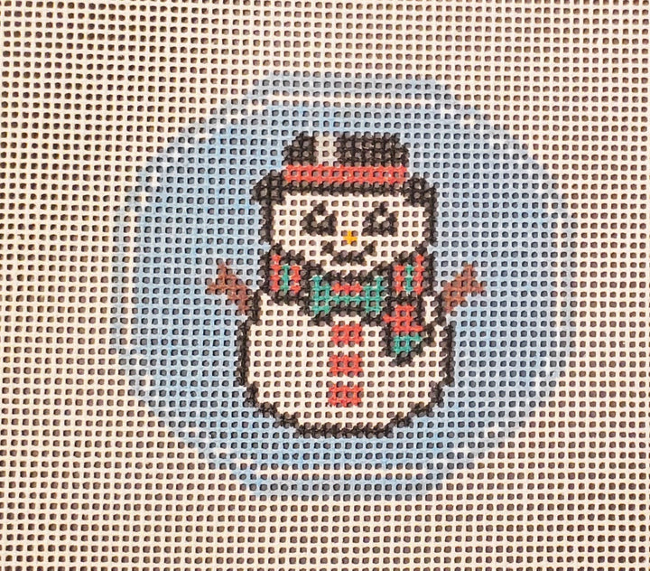 Christmas ornament Snowman needlepoint hand painted canvas