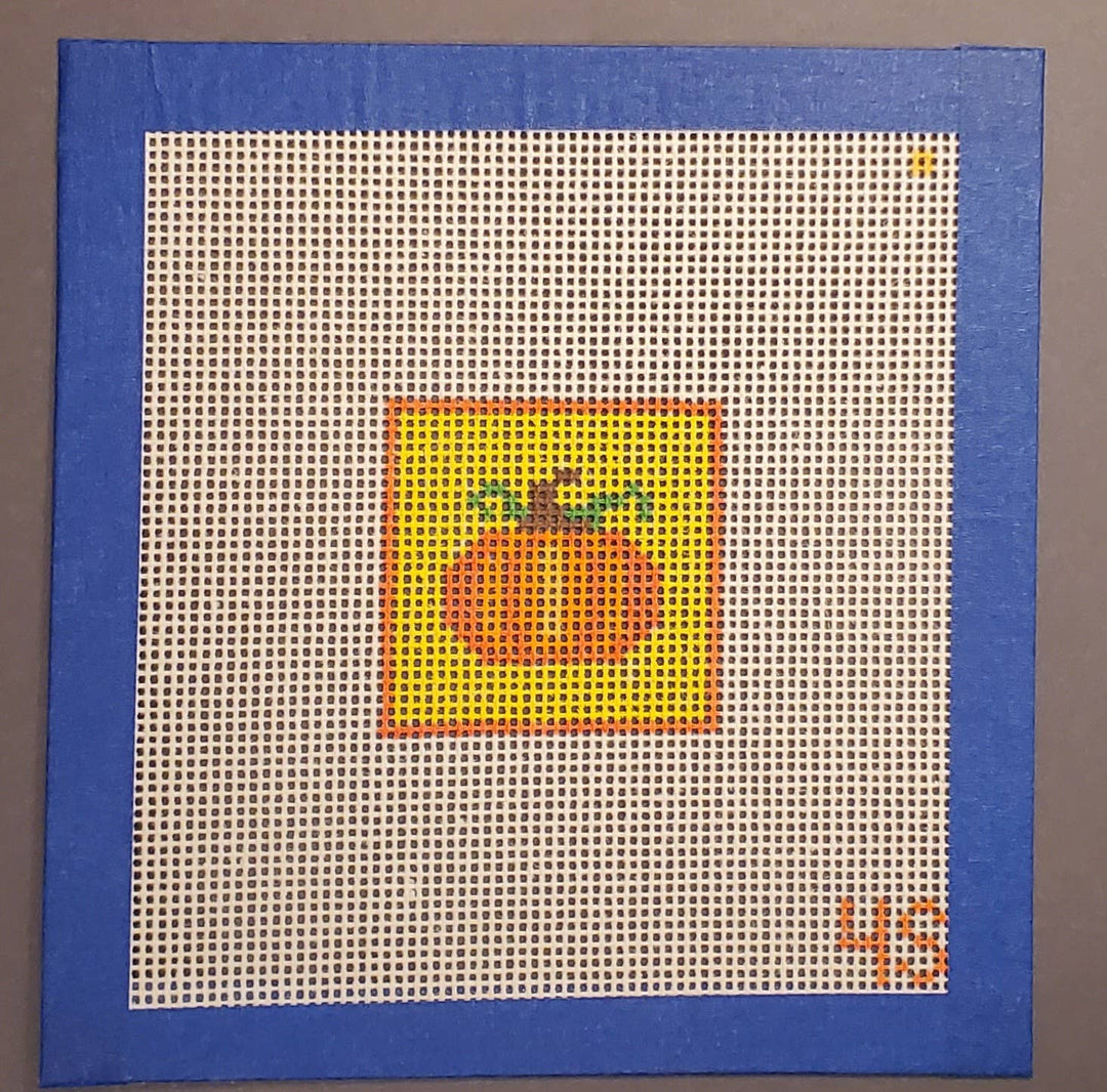 Fall Pumpkin Hand‑Painted Needlepoint Canvas, 14 mesh