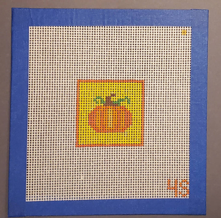 Fall Pumpkin Hand‑Painted Needlepoint Canvas, 14 mesh