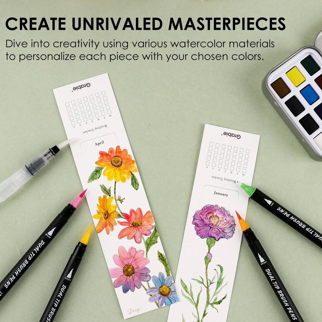 Watercolor Coloring Bookmarks