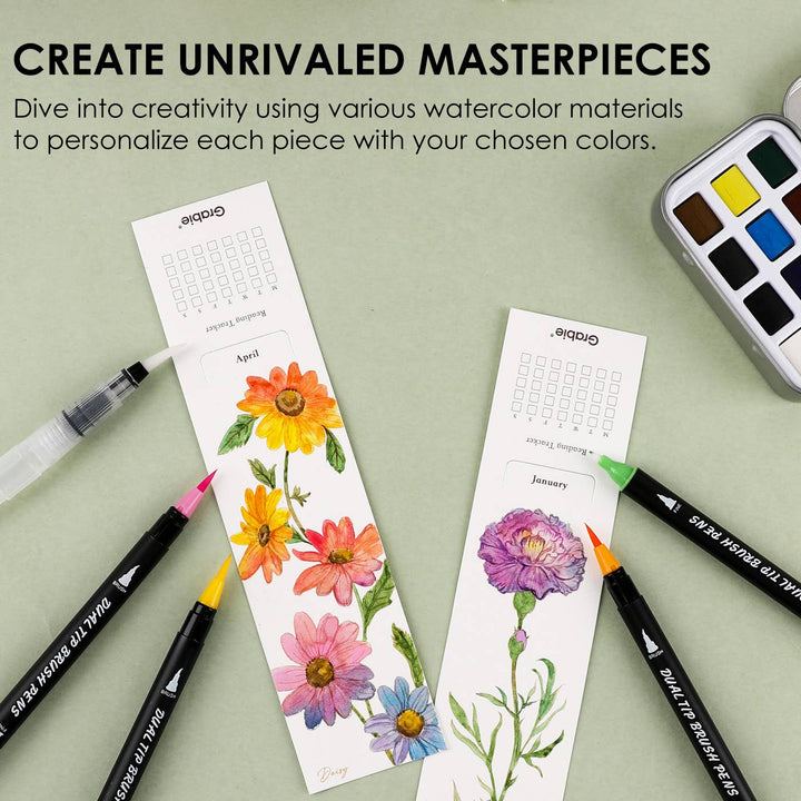 Watercolor Coloring Bookmarks