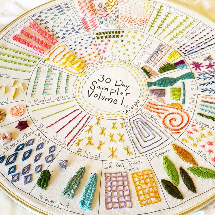 Round 30 Day Sampler - Volume 1 - Fabric, Videos, and Printed Stitch Guide
