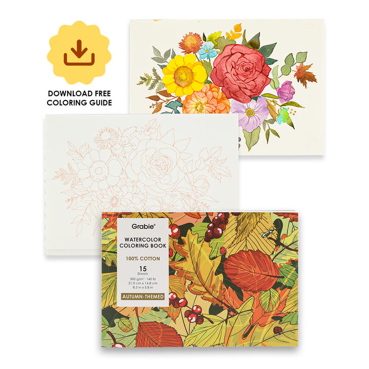 Autumn-Themed Watercolor Coloring Book