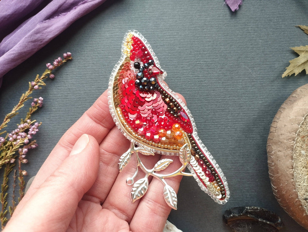 Set Of 5 Forest Bird Brooch Embroidery Kit, DIY Jewelry