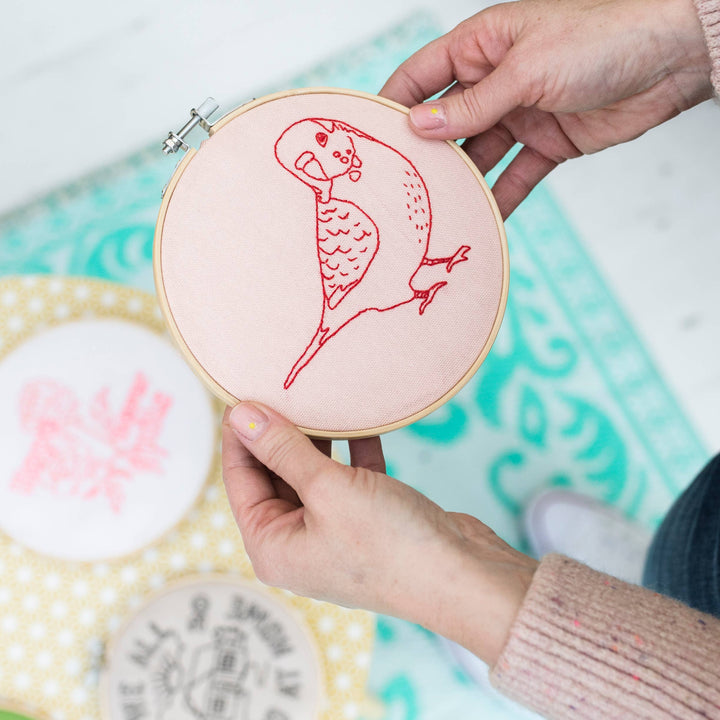 Budgerigar Embroidery Hoop Kit