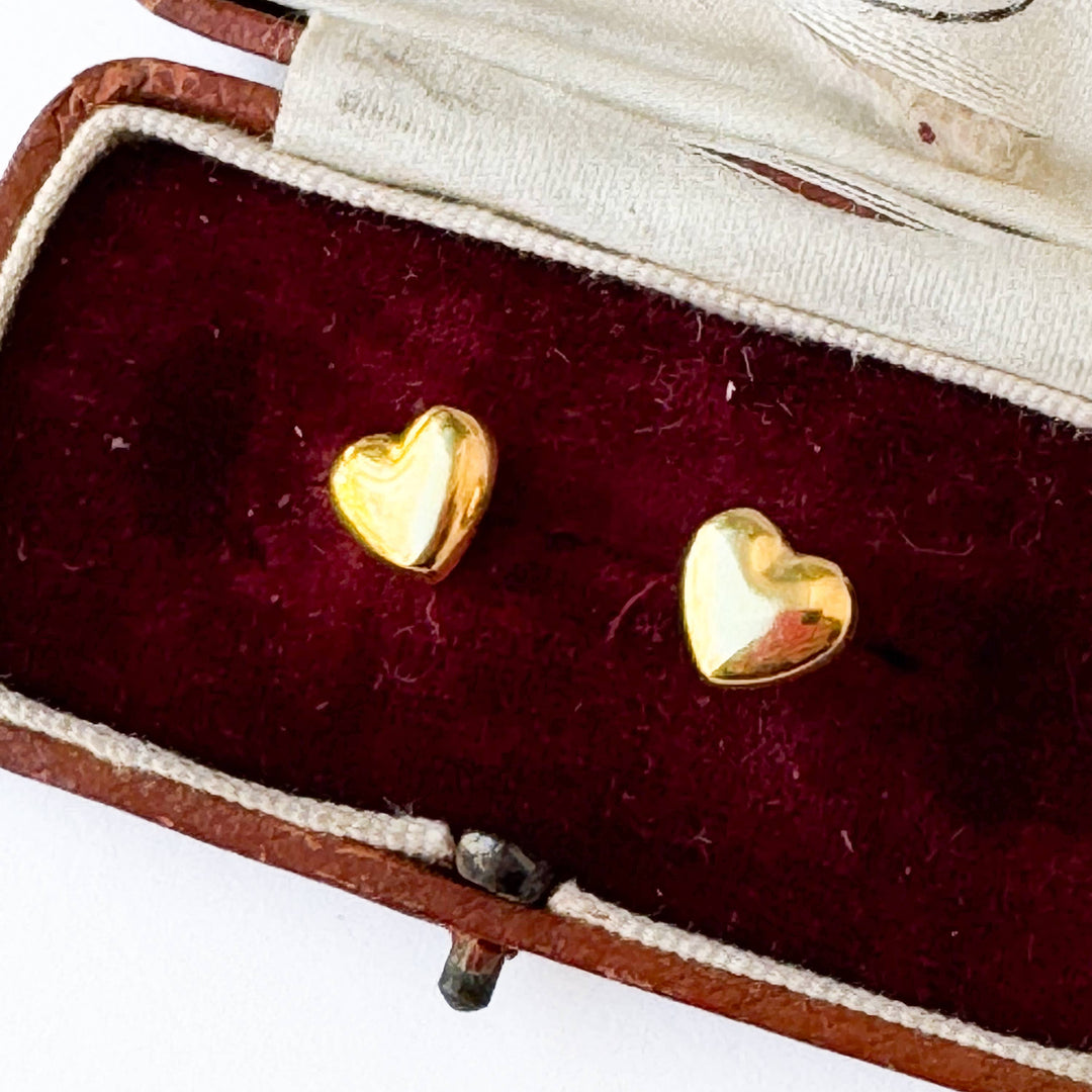 Puffy Gold Heart Studs