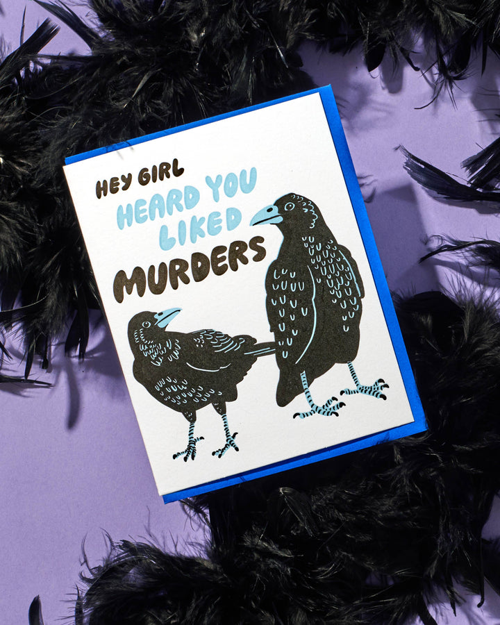 Letterpress Halloween Card—Murder (Crows, True Crime)