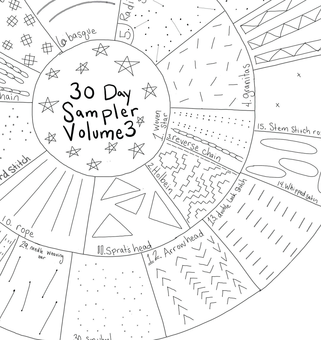 Round 30 Day Sampler - Volume 3 - Fabric, Videos, and Printed Stitch Guide