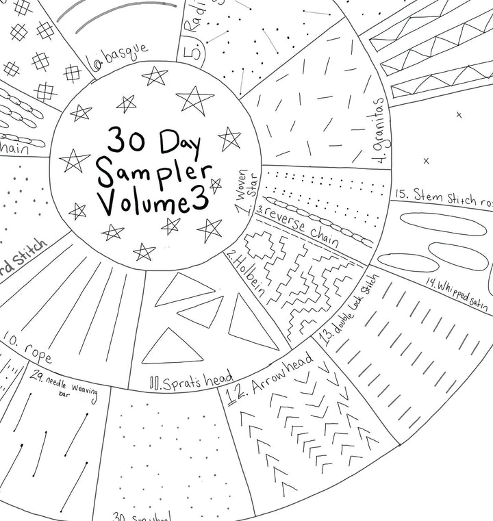 Round 30 Day Sampler - Volume 3 - Fabric, Videos, and Printed Stitch Guide