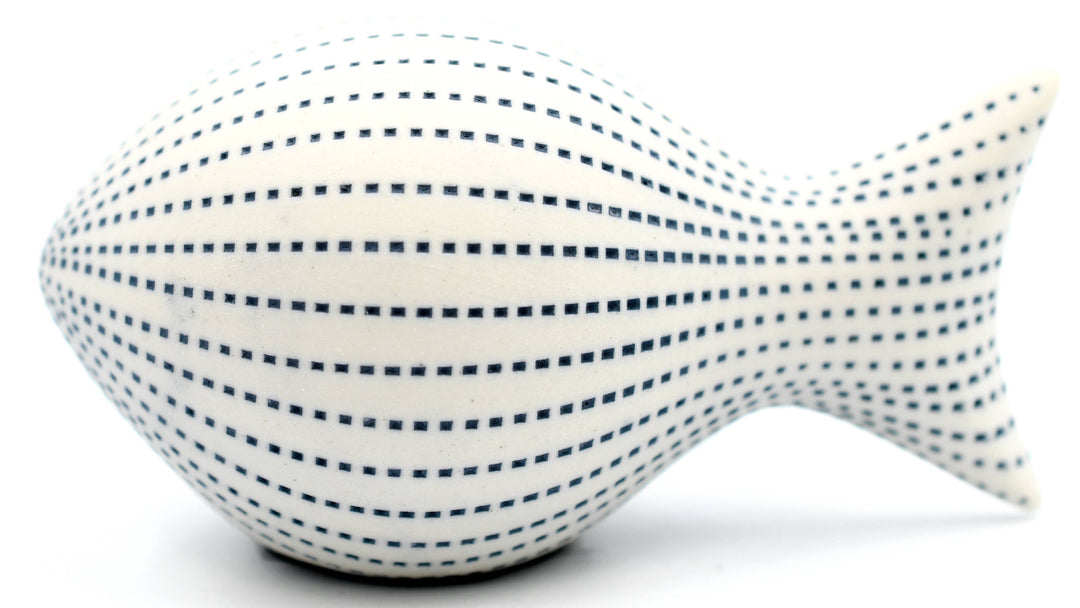 Handcrafted Mini Fish Blue Dotted Stripe