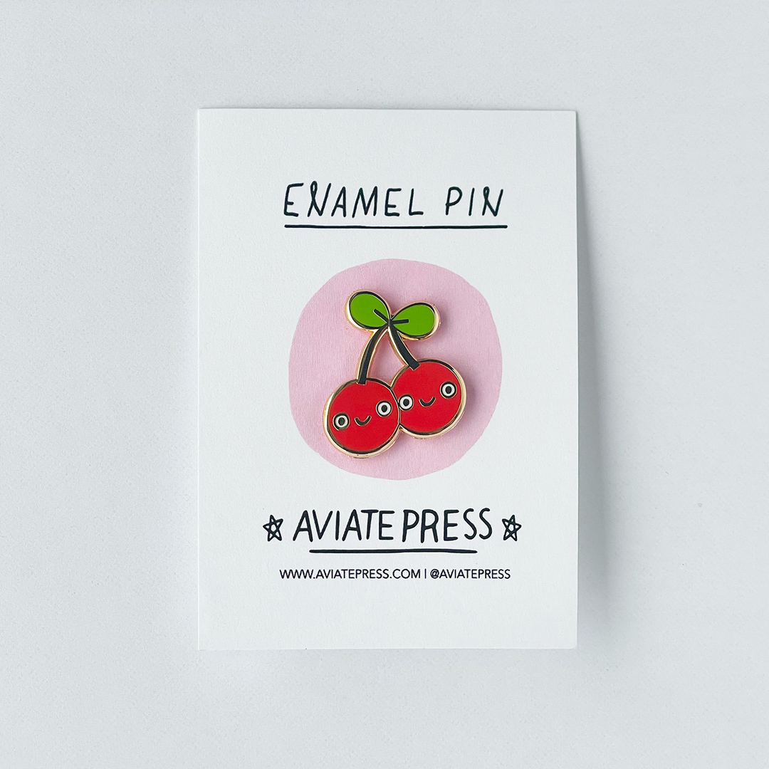 Cute Red Cherries Hard Enamel Pin