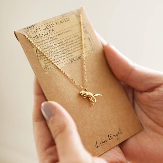 Gold T-rex Dinosaur Necklace