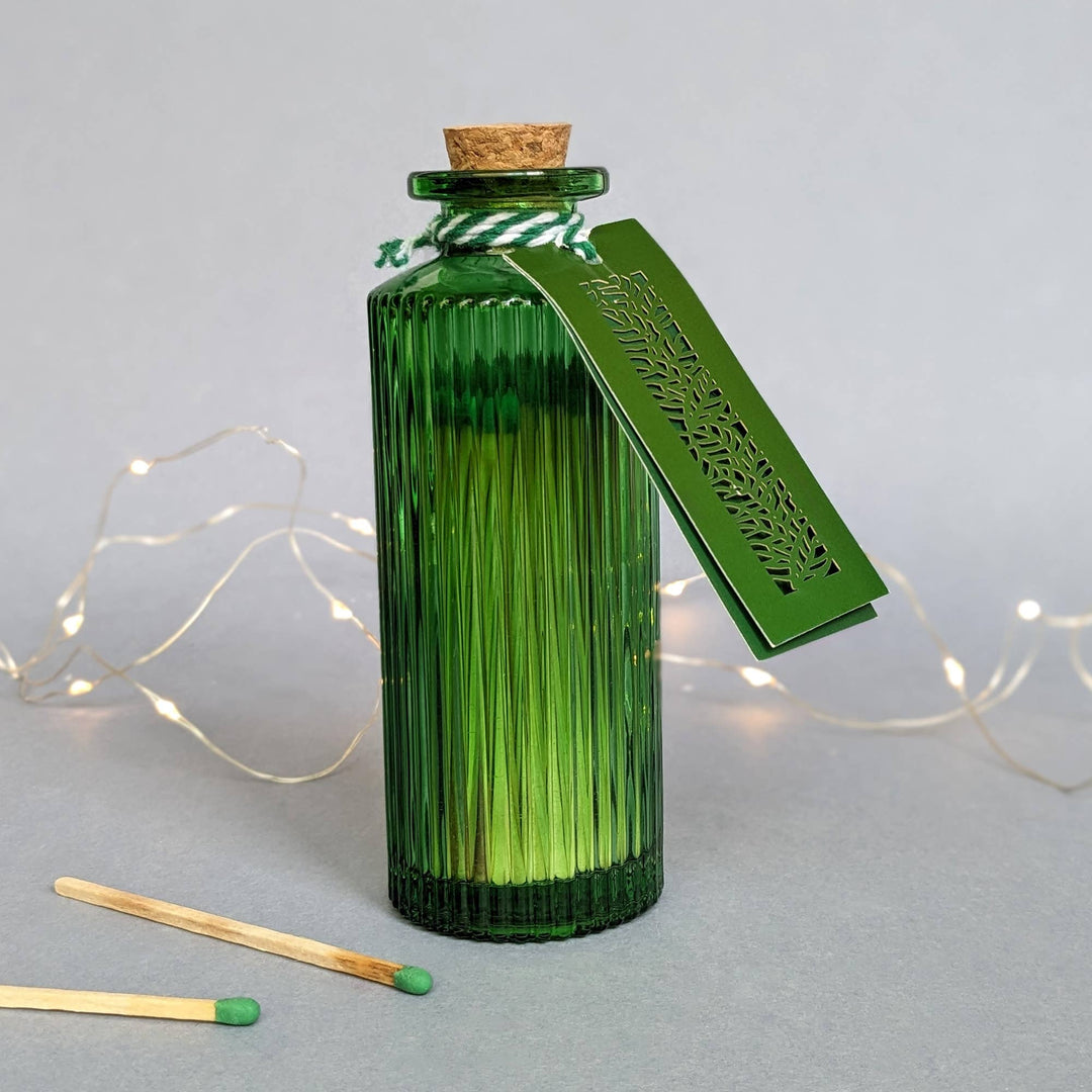 Matches In Green Ribbed Jar