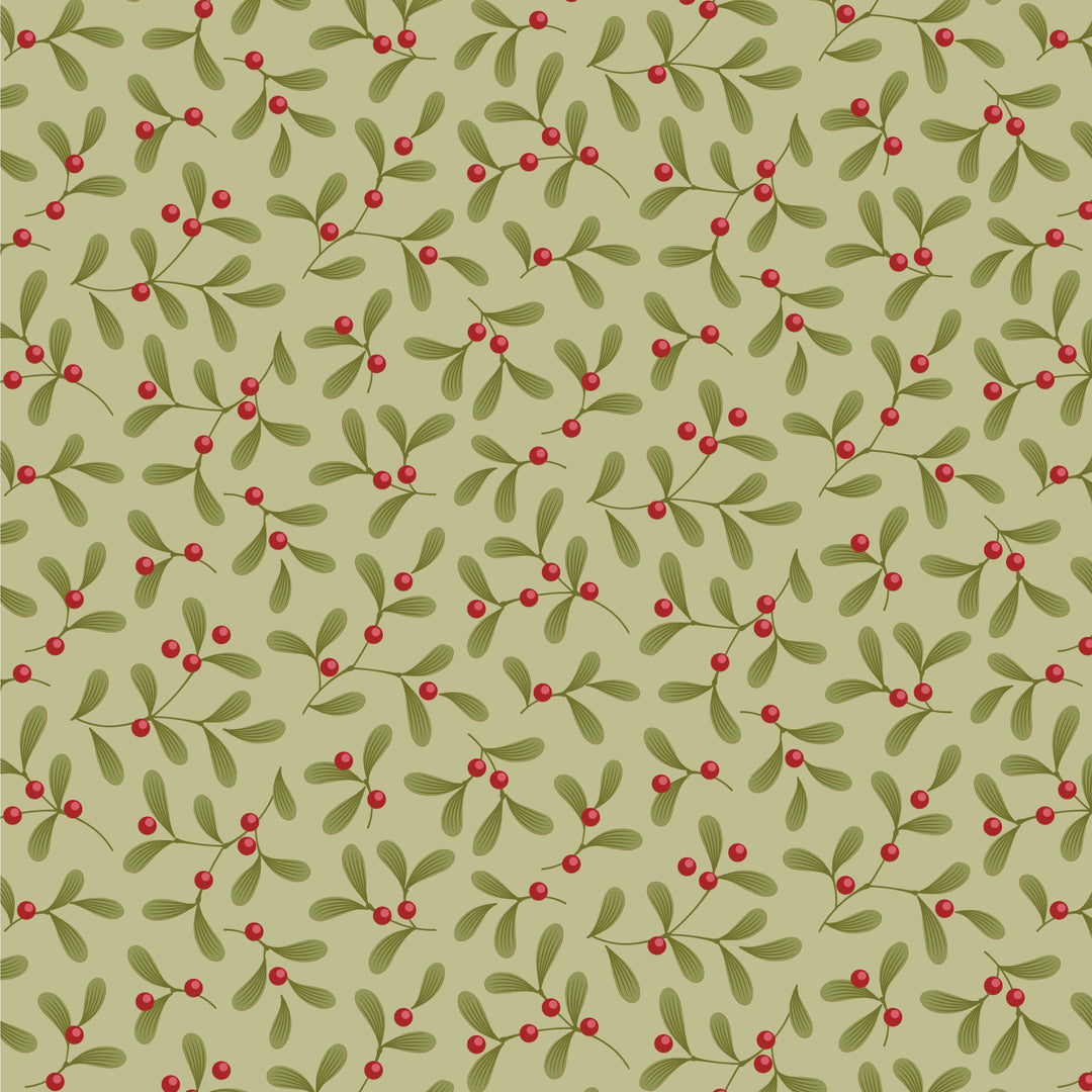 Merry Little Christmas by the 1/4 Yard - Mistletoe Pistachio