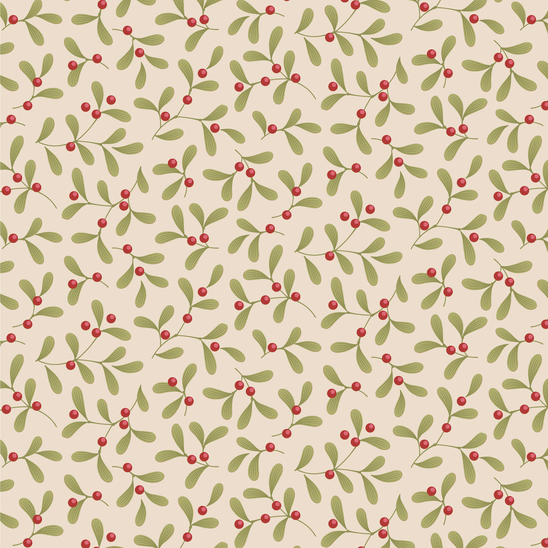Merry Little Christmas by the 1/4 Yard - Mistletoe Cream