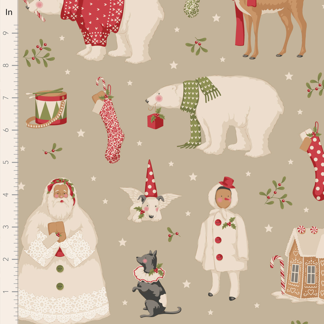 Merry Little Christmas by the 1/4 Yard - Winterfriends Clay