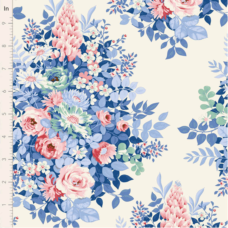 Something Blue by the 1/4 Yard - Whimsyflower Cream