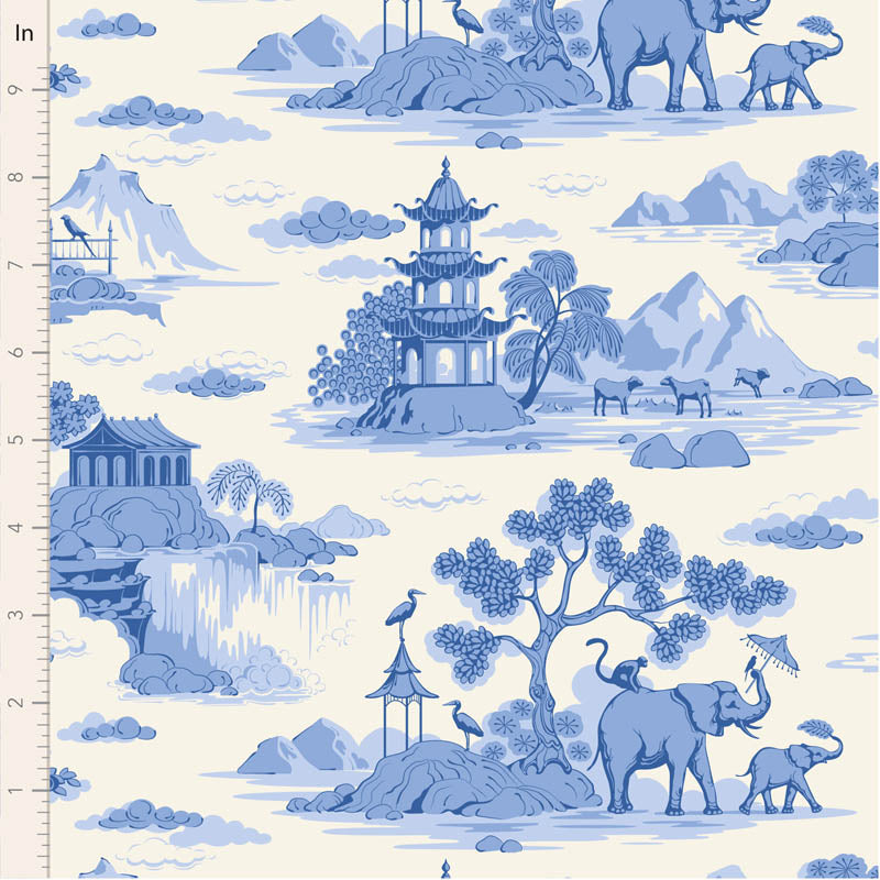 Something Blue by the 1/4 Yard - Cottonview Cream