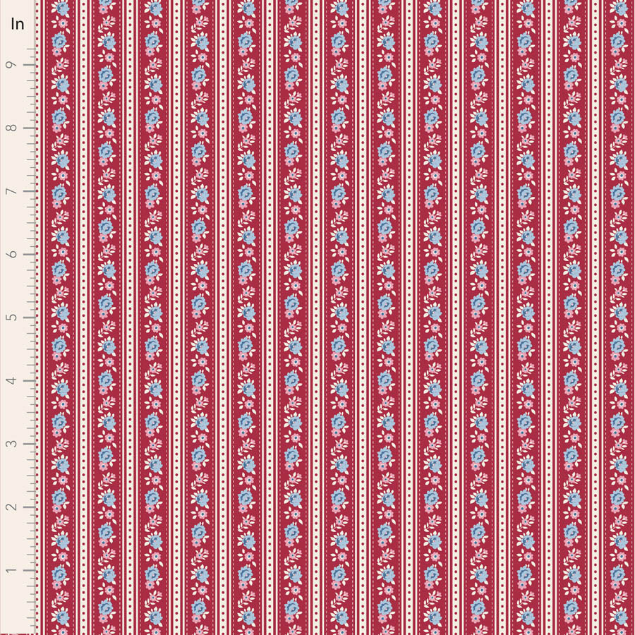 Village Life by the 1/4 Yard - Agnes Burgundy