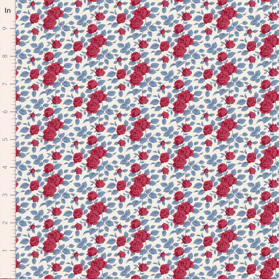 Village Life by the 1/4 Yard - Margot Burgundy