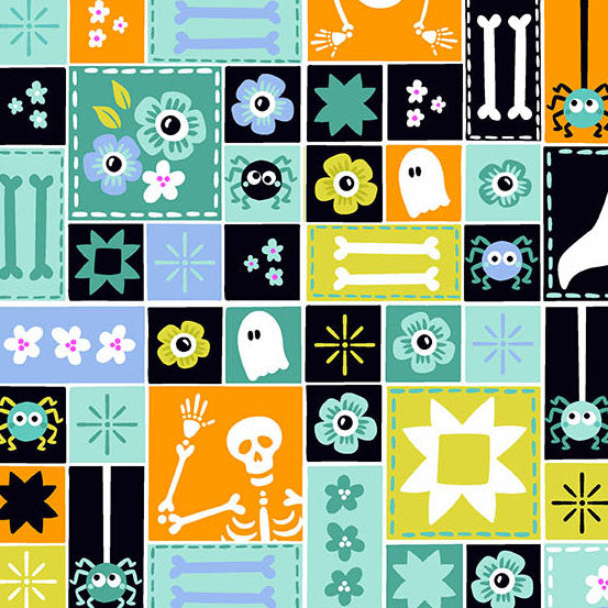 Ghostly Garden by the 1/4 Yard - Sew Spooky Aqua
