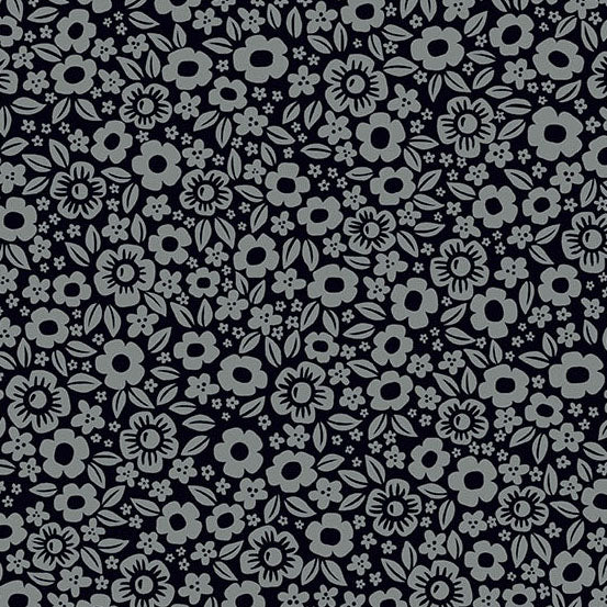 Ghostly Garden by the 1/4 Yard - Floral Fright Black
