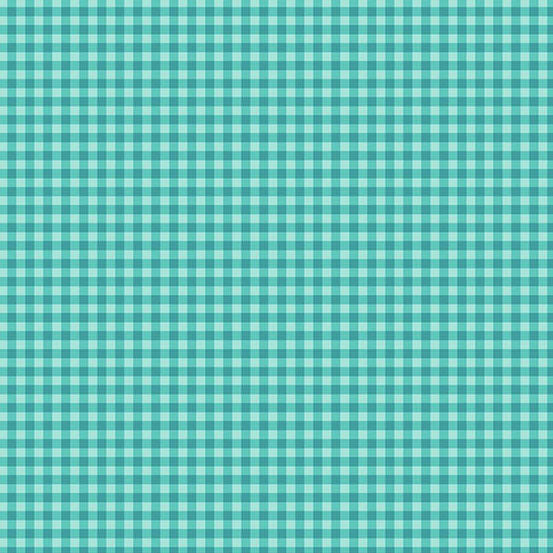 Ghostly Garden by the 1/4 Yard - Bitty Gingham Aqua