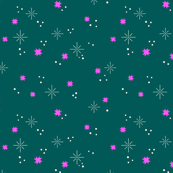 Ghostly Garden by the 1/4 Yard - Stardust Teal