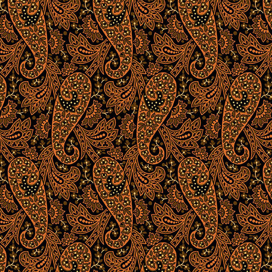 Nightfall by the 1/4 Yard - Paisley Black