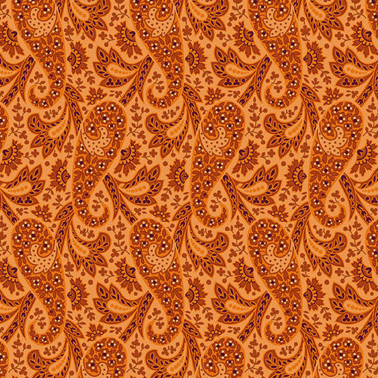 Nightfall by the 1/4 Yard - Paisley Orange