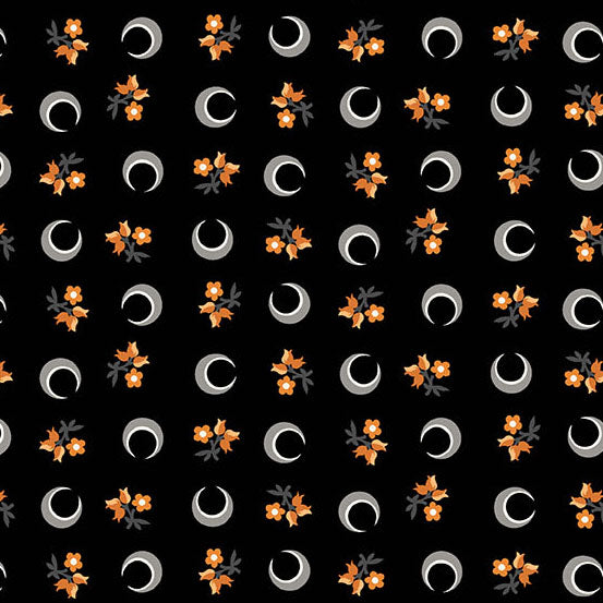 Nightfall by the 1/4 Yard - Flower Moon Black