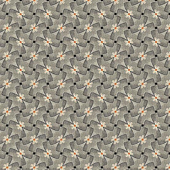 Nightfall by the 1/4 Yard - Whirly Gig Black Cream