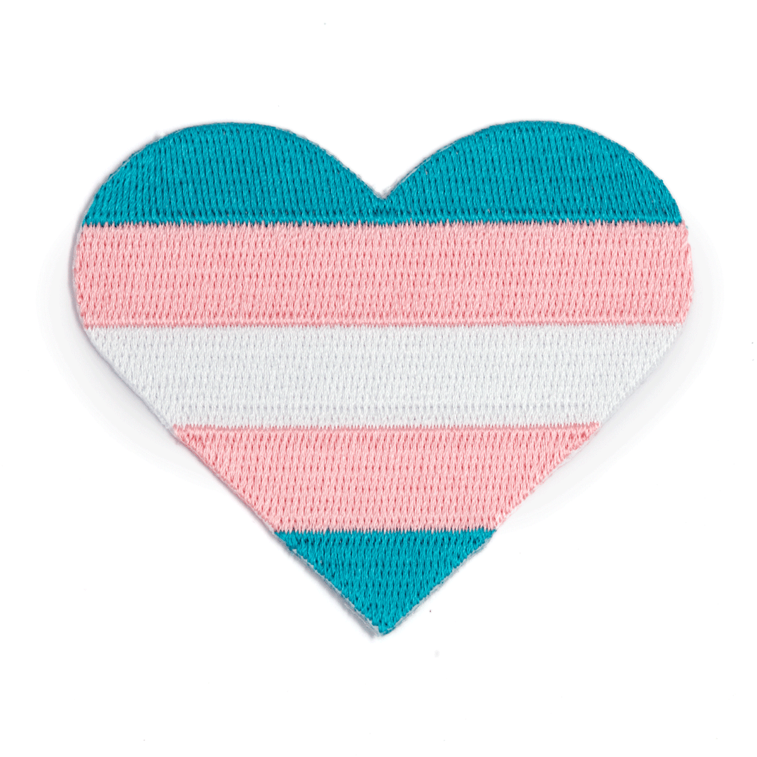 Trans Pride Heart Embroidered Iron-On Patch